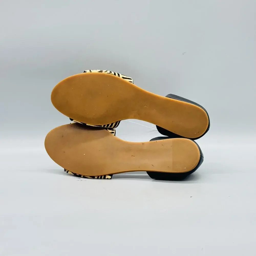 Madewell Sandals Womens 7 Beige Leather Thea Print Calf Hair Geometric D Orsay